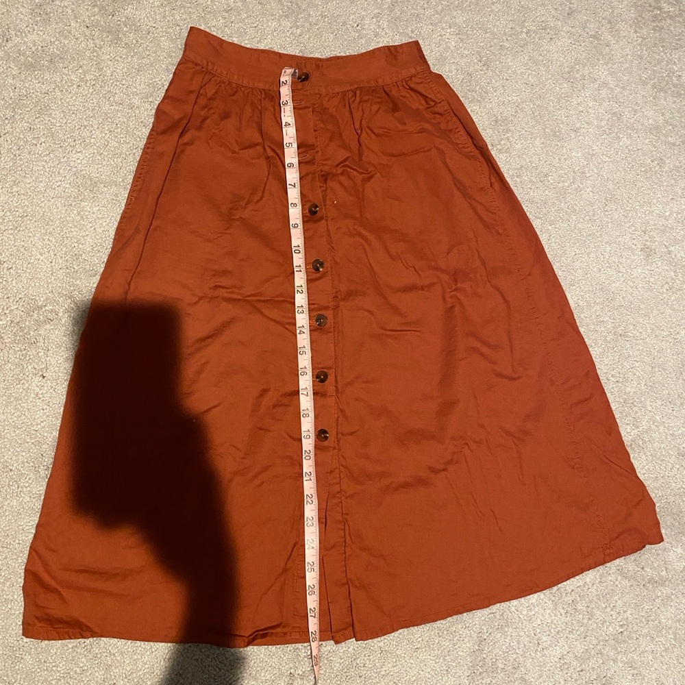 Madewell Rust Midi Skirt with Buttons
